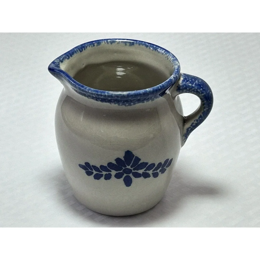 Loomco 4” sponge ware pottery creamer pitcher